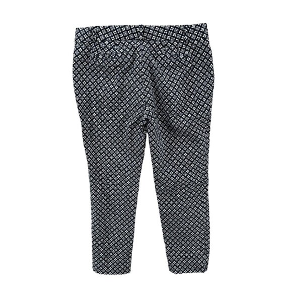 Crown Ivy Printed Ankle Pants Womens Black White Flat Front Stretch Size 8P - Picture 2 of 9